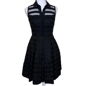 Trina Turk Ashley Shirtdress Size 0 fit & flare buttoned sheer stripe tulle EUC